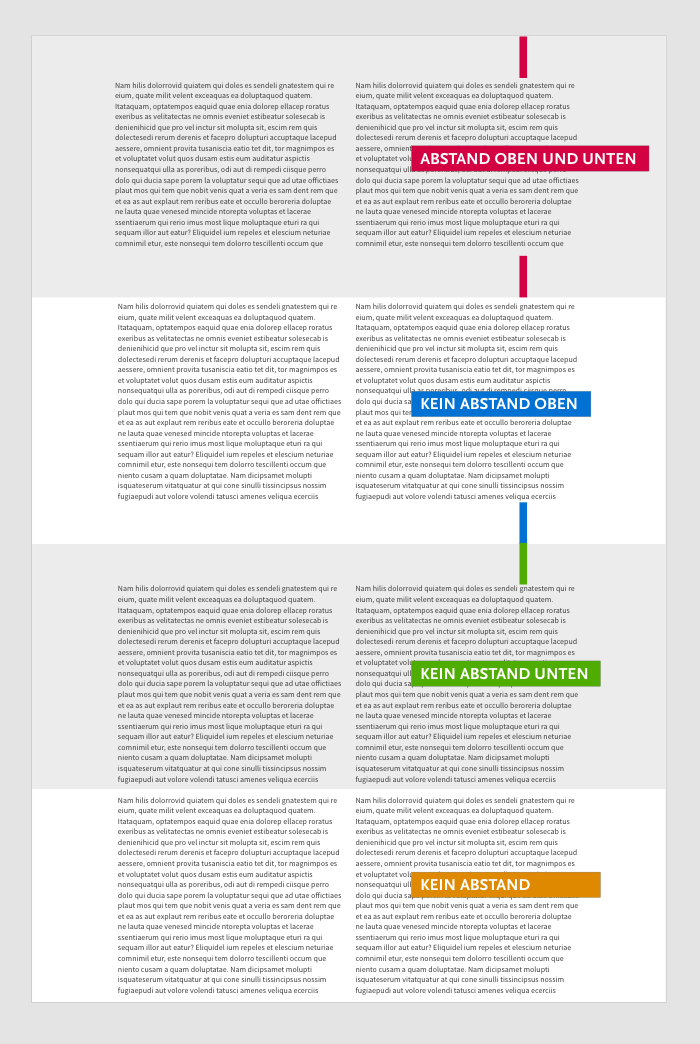 In den Container-Eigentschaften lassen sich Abstände zum vorherigen und nachfolgenden Element definieren. Container-Abstände